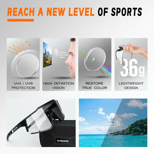 Miniatura 3 de Photochromic Sports Sunglasses XL for Men Women, TR90 Frame Cycling Glasses for Baseball, Running, Hiking B5-Gris