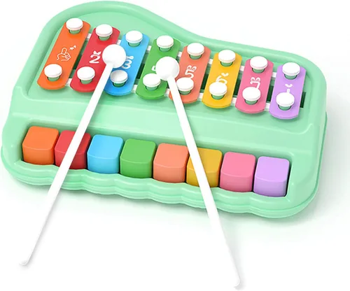 2 en 1 Piano de Bebé y Xilófono para Niños de 1 a 3 Años, Teclado de 8 Teclas Multicolor, Piano de Xilófono para Bebé, Juguetes Educativos Musicales