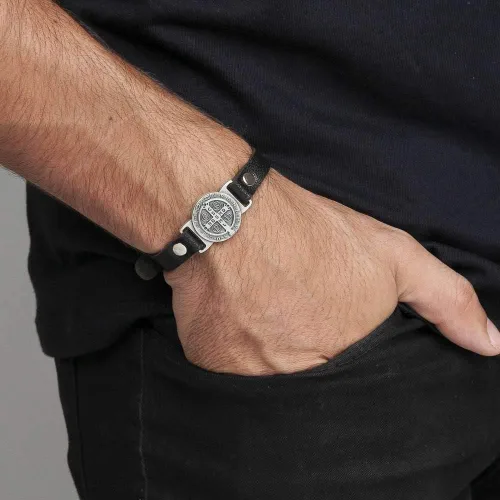 Miniatura 3 de Intercession Pulsera de protección de cuero genuino de San Benito - Hecho en Brasil