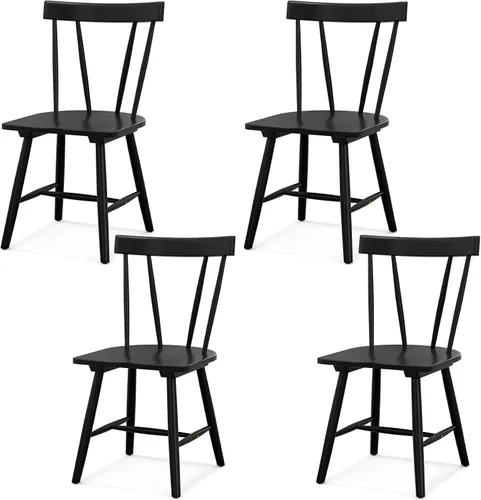 Miniatura 13 de NAFORT Juego de 2 sillas de comedor de madera, sillas Windsor modernas con respaldo de eje alto, asiento contorneado grande, carga máxima de 330