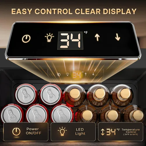 Miniatura 4 de Manastin Refrigerador de bebidas para 130 latas, mini refrigerador de 3.2 pies cúbicos con puerta de vidrio para bebidas, cerveza, vino, luz LED