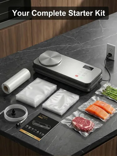 Miniatura 8 de Sellador al vacío para alimentos, potente máquina selladora al vacío de 90 kPA con báscula digital de cocina, sellador al vacío de alimentos 12 en 1