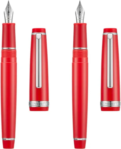 2 PIEZAS Jinhao 82 Pluma estilográfica de resina Iridium, plumín extrafino e fino con convertidor, juego de plumas de escritura rojas con clip Rojo