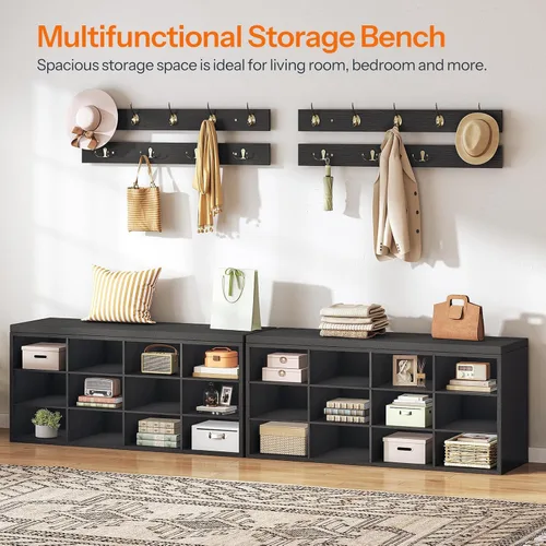 Miniatura 5 de HOOBRO Shoe Storage Bench with Cushion, 39.4" L Entryway Bench with 12 Cubbies, Entryway Hall Tree with Storage, Cubby Shoe Rack Bench with Coat