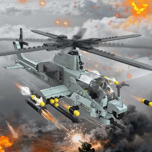 Miniatura 2 de AH-1Z Viper Attack - Juego de bloques de construcción de helicóptero (597 piezas) - Compatible con el juego de aviones Lego, kit de modelo de avión