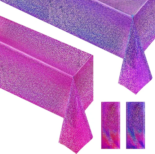 Miniatura 38 de Just Shimmer Mantel holográfico azul claro de 40" x 108" Decoración de fiesta rosa fuerte Día de San Valentín Fiesta de cumpleaños Decoración