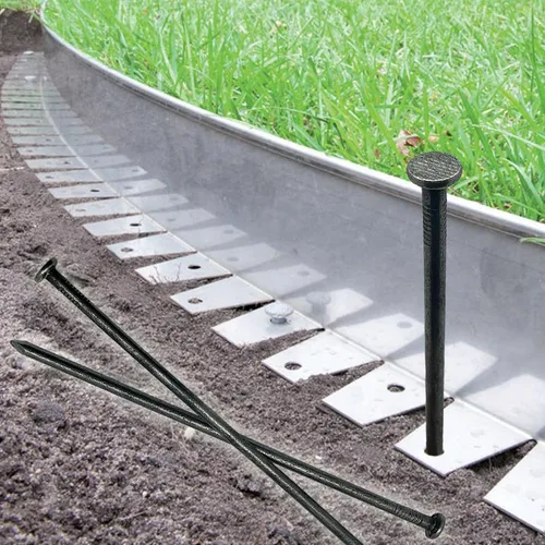 Miniatura 3 de Estacas de paisaje de metal de 10 pulgadas para bordes de paisaje, 100 piezas de estacas de anclaje para pavimentadoras de paisaje, barreras