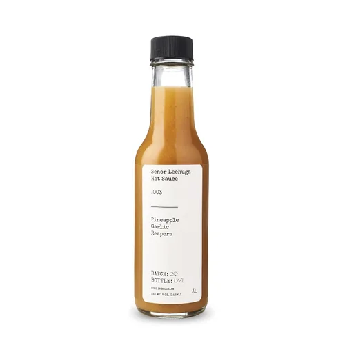 Señor Lechuga Salsa picante - Salsa picante hecha de pimientos Carolina Reaper y pimienta habanero - Piña .003, ajo, segadora