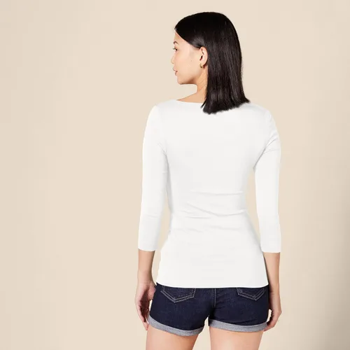 Miniatura 4 de Tienda Essentials Camiseta de manga 34 y cuello barco de corte entallado para mujer
