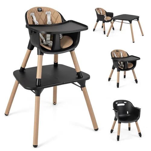 Miniatura 13 de BABY JOY Silla alta, silla alta convertible 5 en 1 para bebés y niños pequeños, asiento elevador, juego de mesa y silla, silla de alimentación Gris