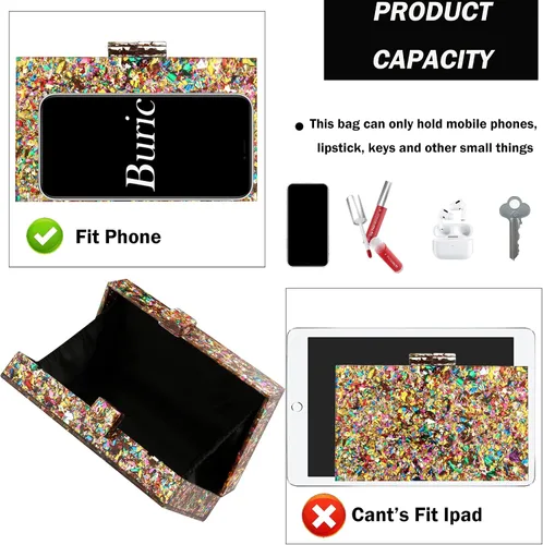 Miniatura 4 de Bolsos de noche para mujer, bolsos de noche acrílicos multicolores, bolsos y bolsos de hombro, bolso cruzado formal, boda, fiesta de graduación