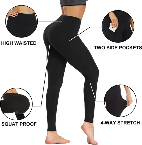 Miniatura 2 de GAYHAY Leggings con bolsillos para mujer, tallas regulares y grandes, pantalones de yoga capri de cintura alta, control de abdomen, compresión