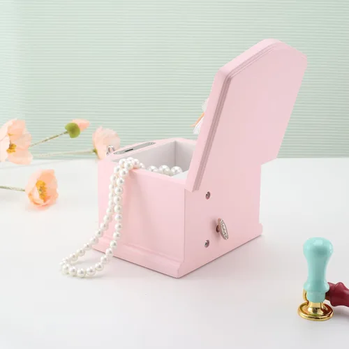 Miniatura 8 de Joyero musical de bailarina rosa con espejo y cerradura para niñas, baúl de música rosa para niños, regalo para Navidad, Año Nuevo, cumpleaños