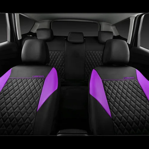 Miniatura 6 de CAR PASS Fundas de Asiento de Cuero Púrpura, Funda de Asiento de Coche Bonita con Esponja Compuesta de 5mm en el Interior, Compatible con Bolsa