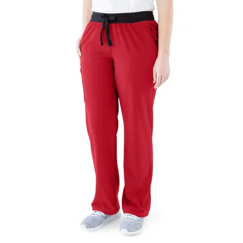 Miniatura 66 de ave. Varick - Pantalón médico de tiro medio para mujer, pierna recta, seis bolsillos, color azul caribeño, talla S