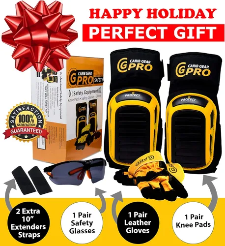Miniatura 7 de CARIB GEAR PRO USA Rodilleras de Trabajo para Hombres y Mujeres de Construcción de Doble Gel Resistente con Correas Antideslizantes para Pisos