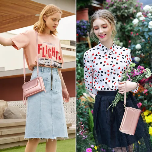 Miniatura 2 de nuoku Carteras para mujeres con ranuras para tarjetas de crédito con bloqueo RFID de gran capacidad