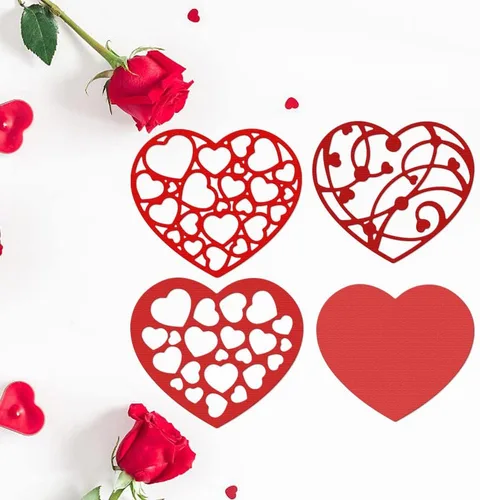 Miniatura 3 de Estivaux Juego de 4 troqueles de marco de corazón de San Valentín para hacer tarjetas, juego de troqueles de corte de marco de amor, plantillas
