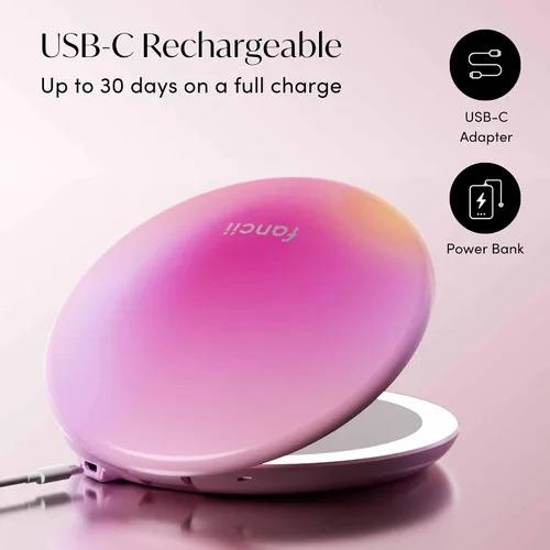 Miniatura 7 de Fancii Taylor espejo de maquillaje de viaje con luz LED, recargable, aumento 10x/1x, sistema de iluminación Tru-Glow, XL grande de 5 pulgadas