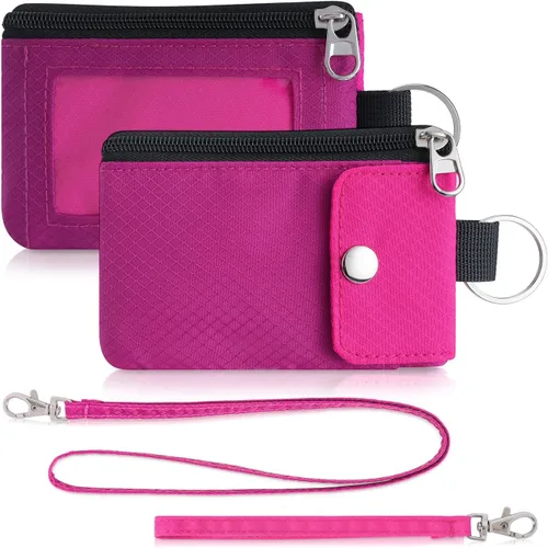 Miniatura 38 de Artpaxy Cartera minimalista para hombres y mujeres, llavero con bloqueo RFID, con cremallera, pequeña cartera con ventana de identificación, 2
