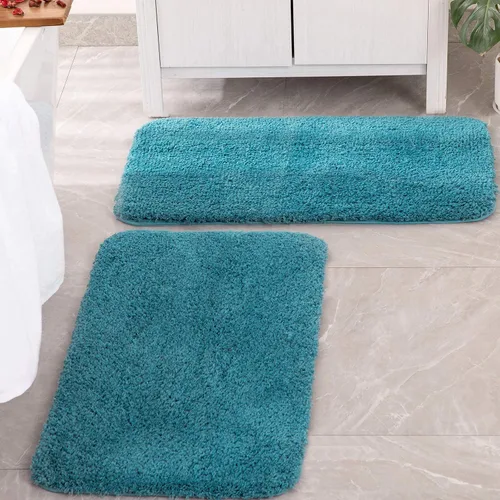 Miniatura 52 de MIULEE Juego de 2 alfombras de baño antideslizantes peludas extra gruesas y suaves, alfombrillas de baño de microfibra suave absorbente de agua
