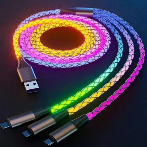 Miniatura 26 de AYI 3 combinaciones de múltiples puertos USB A a USBC Micro PD cable de carga rápida iluminado flujo de corriente compatible con casi todos