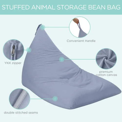 Miniatura 3 de Aubliss Funda para puf de almacenamiento de animales de peluche, 50 x 35 pulgadas, puff de terciopelo extra grande para niños y adultos, con Velvet