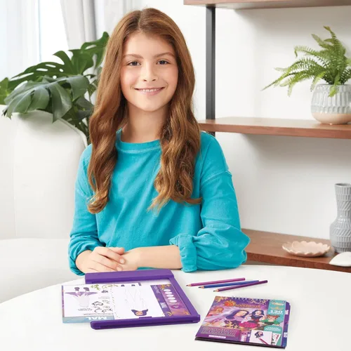 Miniatura 6 de Make It Real - Cuaderno de bocetos de boda real de Disney Descendants con mesa de luz de trazado. Kit de dibujo y trazado de diseño de moda