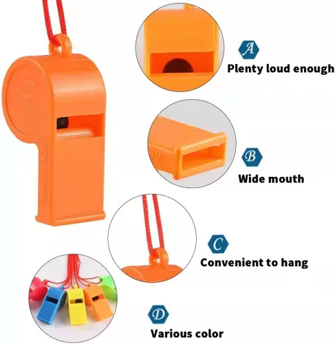 Miniatura 3 de WSYUB 72 silbatos de plástico, silbatos a granel, silbatos deportivos de entrenamiento con cordón, silbatos fuertes para niños, fiesta