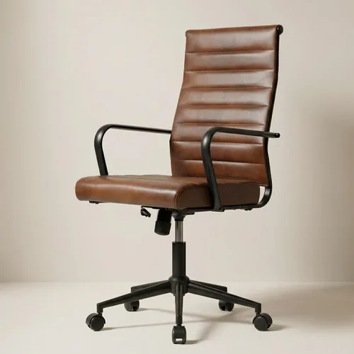 Miniatura 14 de Okeysen Silla de escritorio de oficina de cuero, sillas de sala de conferencias, silla ejecutiva acanalada, silla giratoria ergonómica de altura