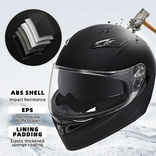 Miniatura 2 de Cascos de motocicleta de cara completa para adultos, doble visión, moto de calle, carreras, motocicleta ADV, ciclomotor, casco para hombres y Negro