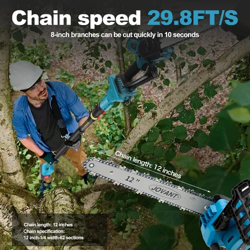 Miniatura 4 de Sierra de poste inalámbrica 2 en 1 de 12 pulgadas y mini motosierra, 1 batería máxima de 20 V y 6 Ah, alcance máximo de 15 pies, sierras eléctricas