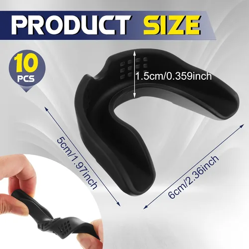 Miniatura 3 de BBTO Paquete de 10 protectores bucales deportivos, moldeables y transpirables con perforación, para hombres, mujeres, adultos, deportes