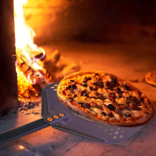 Miniatura 7 de Pela de pizza de metal de 12 pulgadas, paleta de pizza, cáscara de pizza de acero inoxidable, accesorios para horno de pizza, cáscara de torneado
