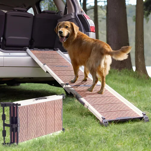 Rampa para perros para automóvil, rampa antideslizante estable para perros grandes, 63 pulgadas de largo y 15 pulgadas de ancho, capacidad de 250