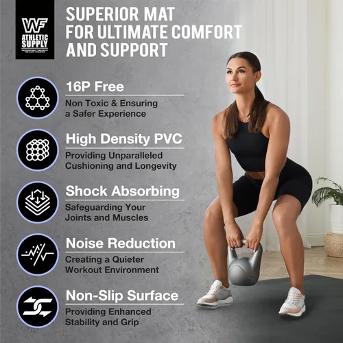 Miniatura 5 de WF Athletic Supply Premium Grandes Esterillas de Piso para Ejercicio, 7 MM de Espesor, Esterillas de Entrenamiento para Gimnasio en Casa, Gruesas