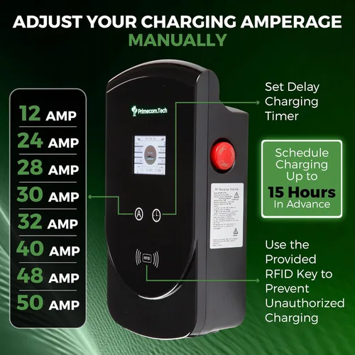 Miniatura 4 de 50 Amperios - Estación de carga inteligente para el hogar de vehículos eléctricos de nivel 2 PRIMECOM.TECH de 220 voltios para Tesla y todas