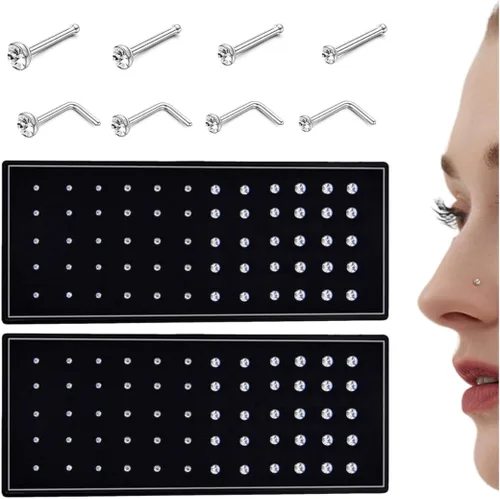 Miniatura 14 de Thunaraz Pernos Recto en Forma de L de Acero Inoxidable para la Nariz, Joyería para el Cuerpo, 20G-22G, 1.5mm, 2mm, 2.5mm