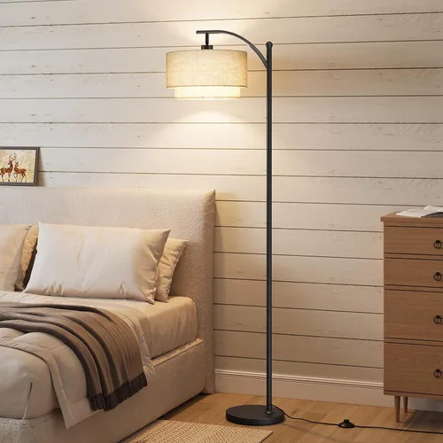 Miniatura 9 de Lámparas de pie SUNMORY para sala de estar con bombilla LED de 12W, lámpara de pie de arco con 3 temperaturas de color, lámparas de pie modernas