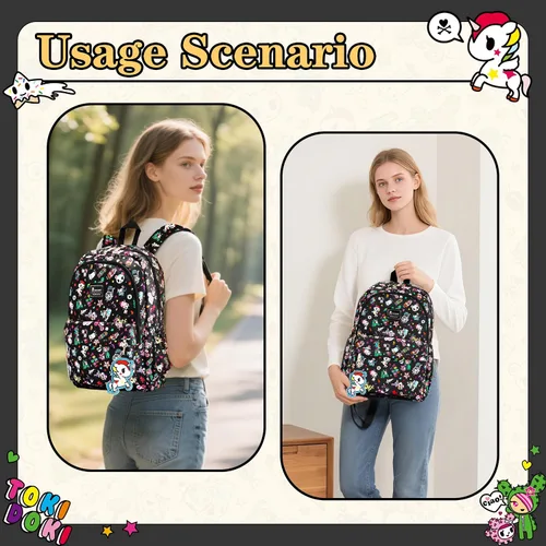 Miniatura 7 de Tokidoki Mochila con llavero Unicorno linda mochila de viaje para laptop para mujer, bolsa casual, mochila ligera, mochila de día