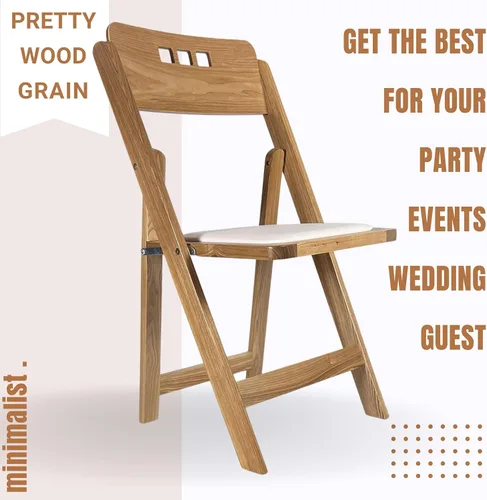 Miniatura 3 de Silla plegable de madera con asiento acolchado, asientos comerciales apilables para eventos en interiores y exteriores, fiestas, bodas, banquetes