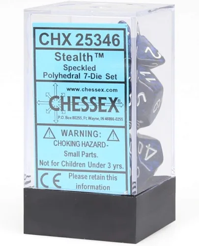 Chessex DND Juego de Dados - Dados Chessex D&D - Juego de Dados Poliédricos de Plástico Moteado Stealth de 16mm - Dados de Mazmorras y Dragones