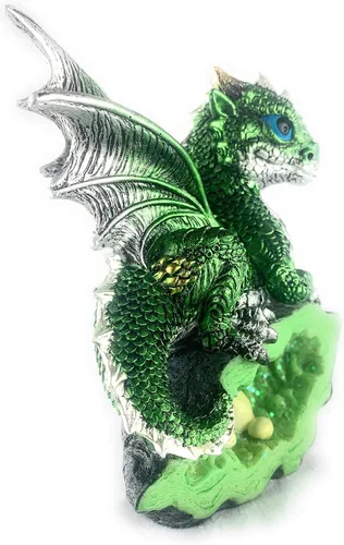 Miniatura 2 de Ain't It Nice Estatua de Dragón Medieval Dragón Bebé con Nido de Huevo de Cristal Figura Decorativa Geoda Cueva de Cristal Brillante Figura de C