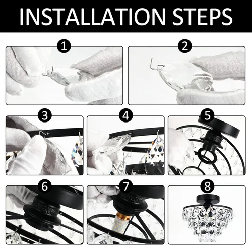 Miniatura 7 de Luupyia Mini Candelabro de Cristal Lámpara de Techo Pequeña, Moderna Lámpara de Techo de Cristal para Pasillo Accesorios Superiores Montaje Semi