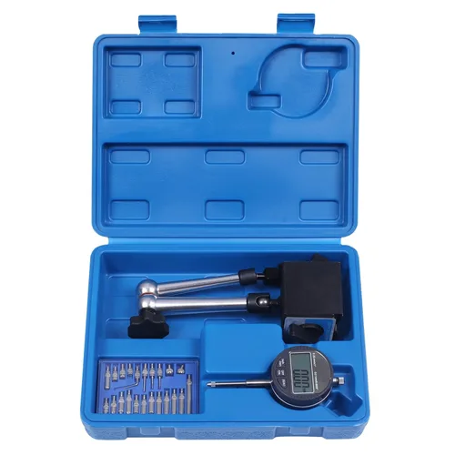 Miniatura 6 de Indicador de esfera digital electrónico con base magnética ajustable de precisión, brazo largo 0-1" / 25.4mm, conversión de pulgadas/metros, medidor