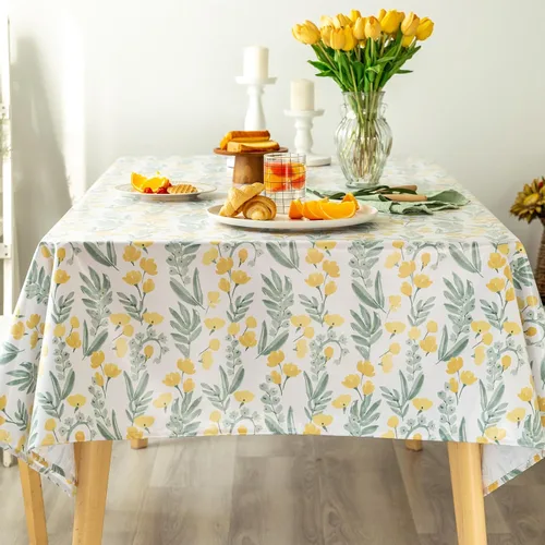 Miniatura 2 de GLORY SEASON Mantel rectangular lavable a máquina con estampado de flores y hojas, para exteriores, interiores, comedor, fiestas, comedor, patio