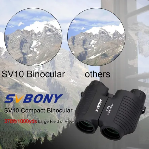 Miniatura 3 de SVBONY SV10 8 x 25 prismáticos de alta potencia para adultos, revestimiento FMC, mini prismáticos de bolsillo compactos de enfoque fijo para viajes