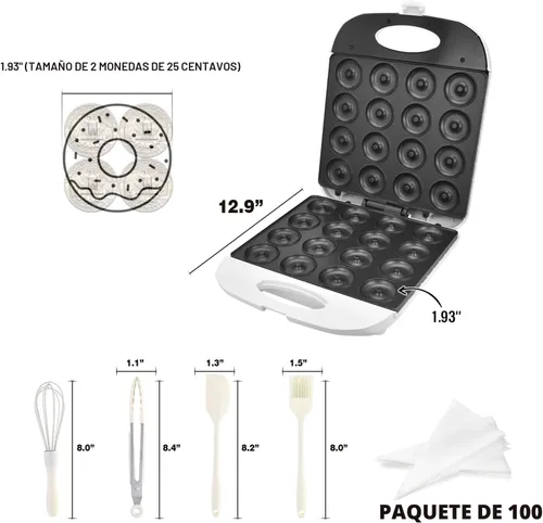 Miniatura 7 de DSP Mini máquina de donas todo en uno de 2 pulgadas, antiadherente, tacto fresco, máquina eléctrica de donas para 16 aperitivos y postres, perfecta