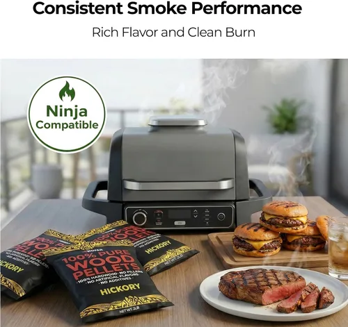 Miniatura 2 de Kona 100% pellets ahumadores de nogal, diseñados para parrilla Ninja Woodfire al aire libre, bolsa resellable de 2 libras