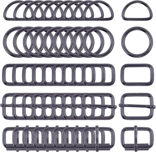 Swpeet Hebillas de metal de 5 estilos: deslizante ajustable, anillo D, anillo circular